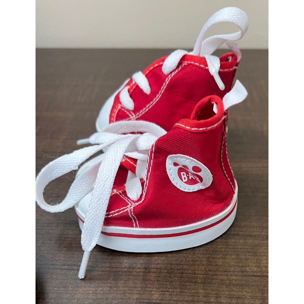 Build-A-Bear Red Canvas High Top Sneakers White Laces BAB Paw Patch Shoes